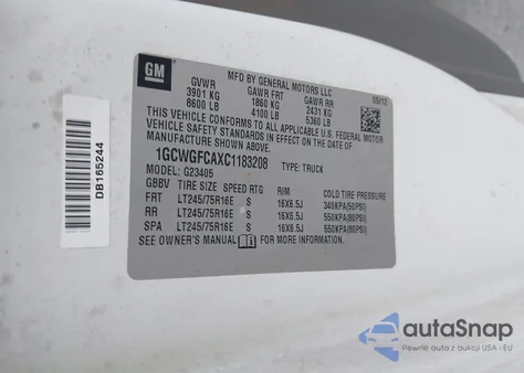 2012 Chevrolet Express 2500 Work Van from USA, damaged, VIN 1GCWGFCAXC1183208